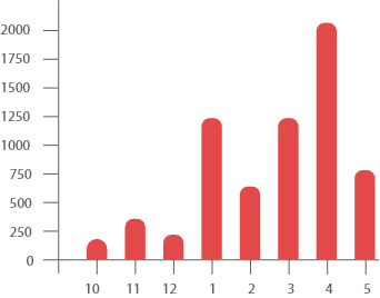 Gráfico 3: Nº total de cliques fraudulentos mensais (29/10/2019-25/05/2020)